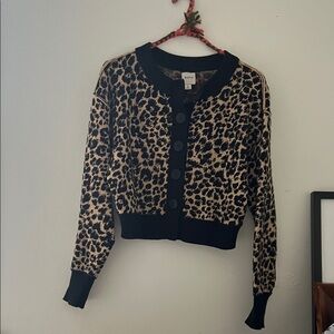 Maeve Black and Tan Animal Print Cardigan